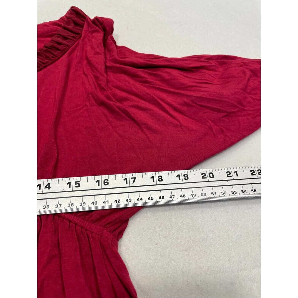 Kut from the Kloth Size S Ruffle Scoop Neck Mini Dress Dolman Batwing Sleeve Red - Picture 7 of 9